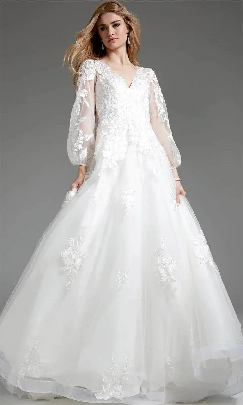 women's long-sleeved dressesJovani JB25731 - Bishop Sleeve Bridal Gown