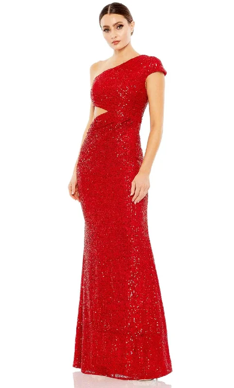 women's maxi dressesIeena Duggal 42022 - Sequined One Shoulder Gown