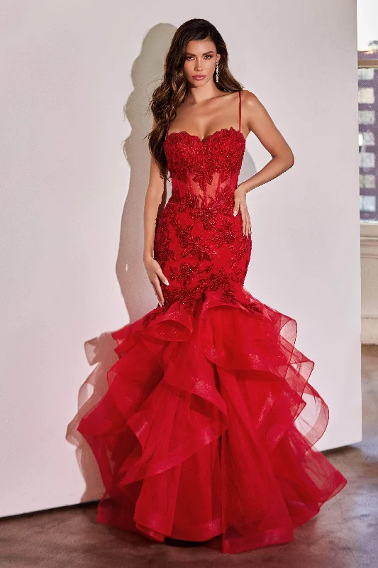 women's club dressesLadivine CC8915 - Ruffle Mermaid Gown