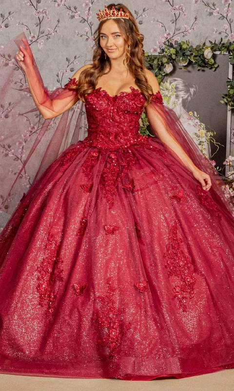 women's wrap dressesElizabeth K GL3181 - Off-Shoulder Embroidery Ballgown