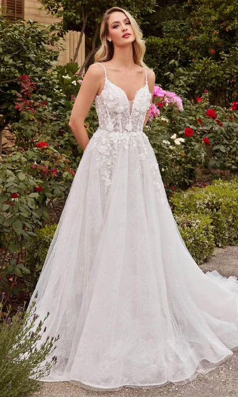 women's solid color dressesLadivine CD857W - A-line Bridal Gown