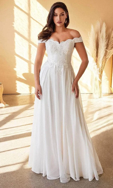 women's travel dressesLadivine 7258W - Off Shoulder A-Line Bridal Gown