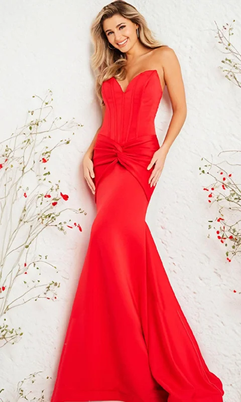 women's mini dressesJovani 23556 - Strapless Ribbon Long Gown