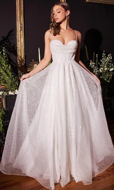 women's one-shoulder dressesCinderella Divine CD253W - Glitter-Embellished Bridal Gown