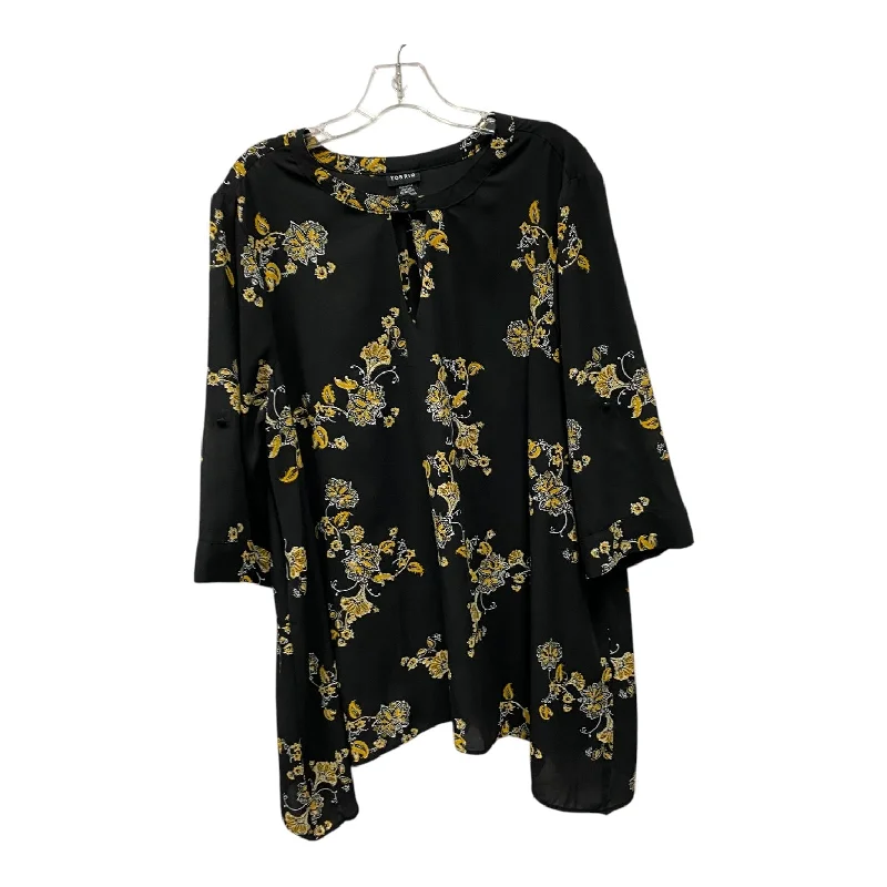 women's tops with flutter sleevesTop Ls By Torrid In Black & Yellow, Size:1X