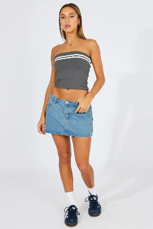 women's tops for summer festivalsGrey Supersoft Bandeau Top