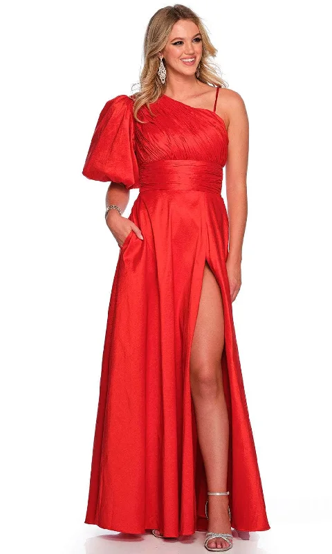 women's lace-up dressesDave & Johnny 11577 - A-Line One-Sleeve Gown