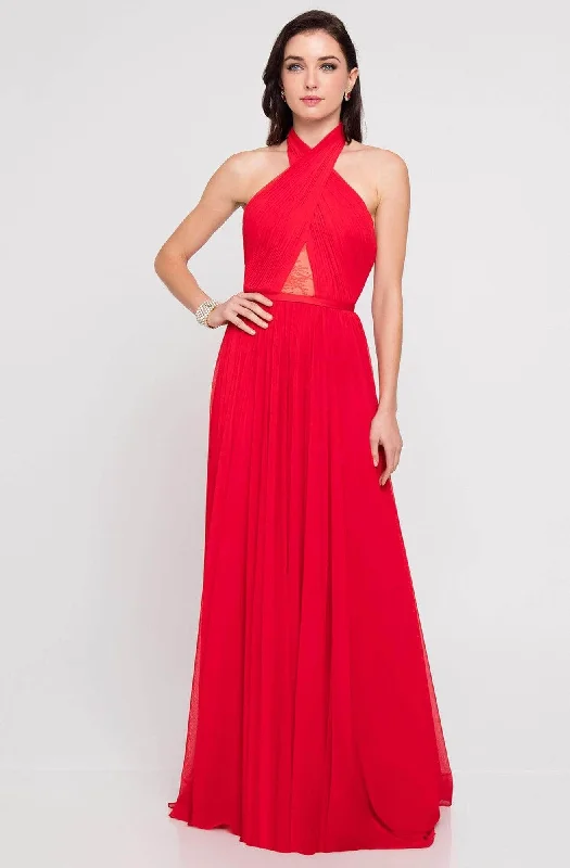 women's stretchy dressesTerani Couture 1813B5193 - Halter Illusion Cutout Gown