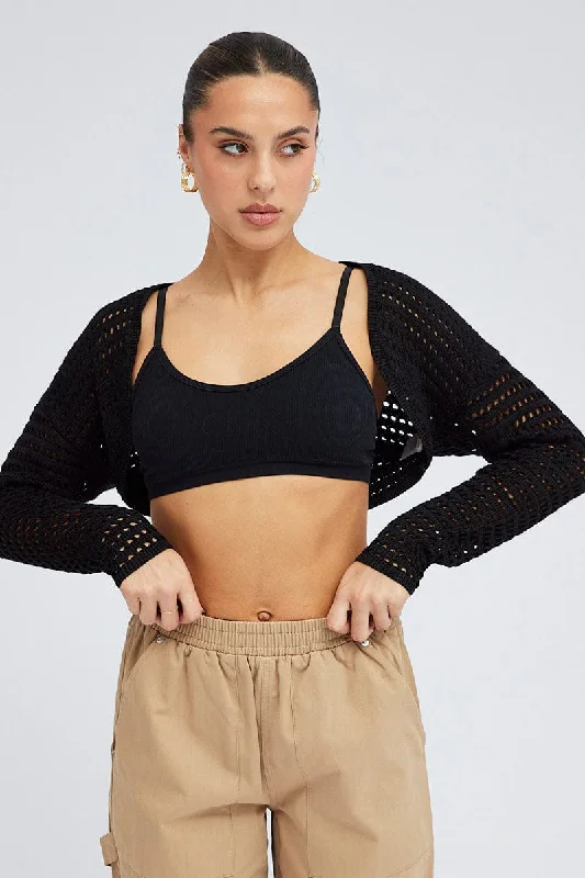 women's tops for those who want to stay updated with the latest fashion trendsBlack Knit Shrug