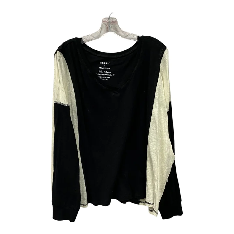 women's tops with cold-shoulder cutsTop Ls By Torrid In Black & Cream, Size:3X