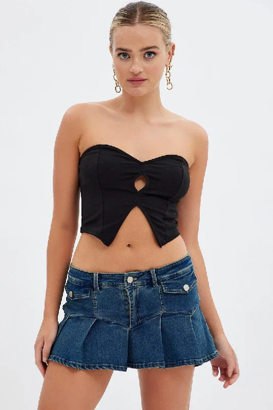 women's tops for those who want to add a bit of flair and personality to their looksBlack Keyhole Bandeau Top Sweetheart