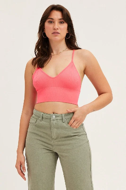 women's tops for smart casual looksPink Bralette Seamless