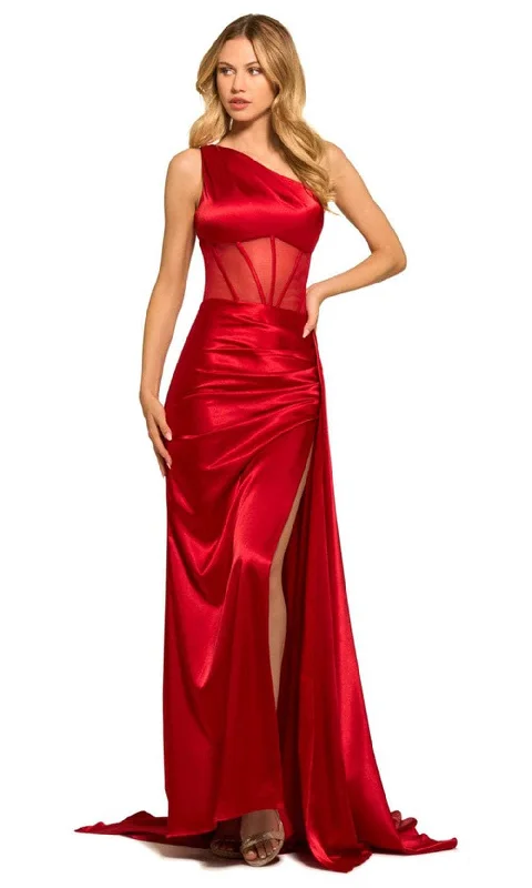 women's solid color dressesSherri Hill 55388 - Asymmetrical Gown