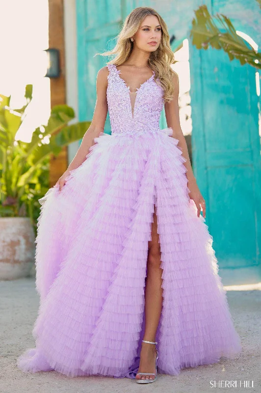 women's vacation dressesSherri Hill 56086 - Ruffle Tulle Gown