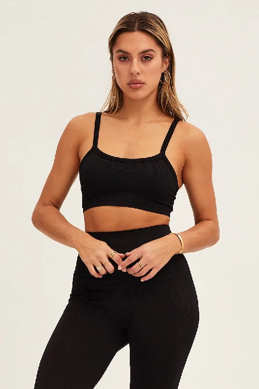 women's tops that offer a perfect blend of style, comfort, and affordabilityBlack Bralette Crop Round Neck Seamless