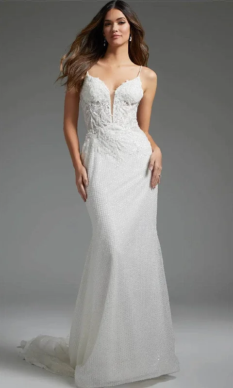 women's halter dressesJovani JB40639 - Spaghetti Strap Beaded Bridal Gown