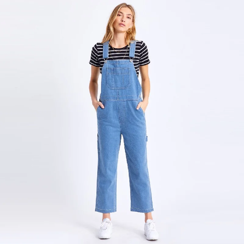 women's jumpsuits for machine-washable fabricsChristina Crop Overall (70s Blue)