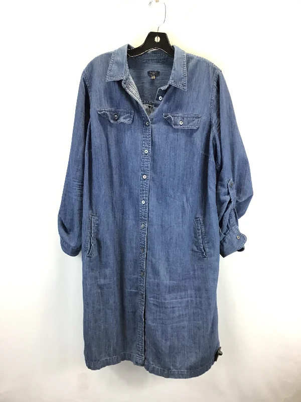 women's tall dressesDress Casual Midi By Talbots In Blue Denim, Size: Xl