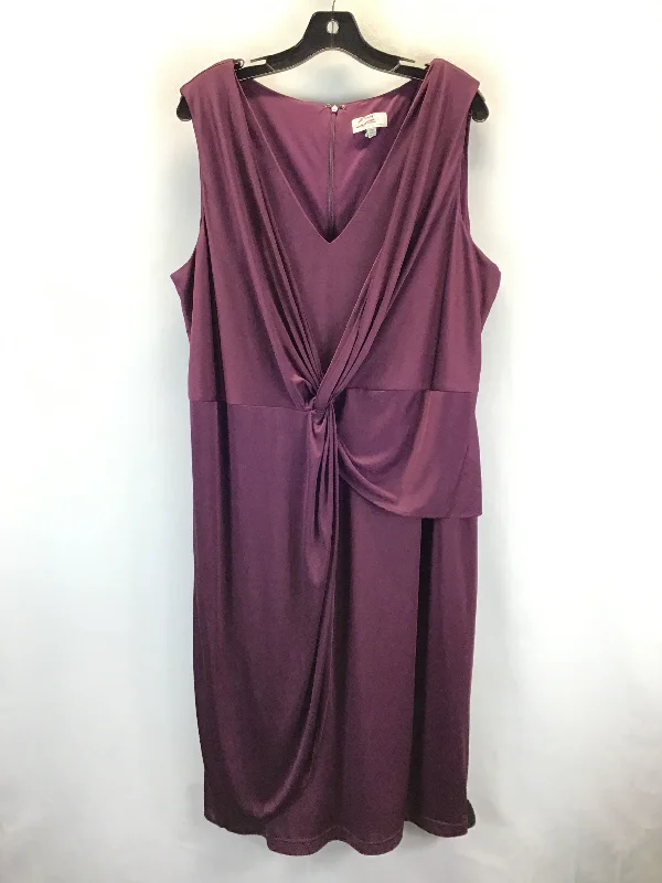 women's bell-sleeved dressesDress Party Midi By Adrianna Papell In Purple, Size: 2x