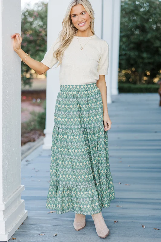 women's mini skirtsThe Charm Green Medallion Midi Skirt