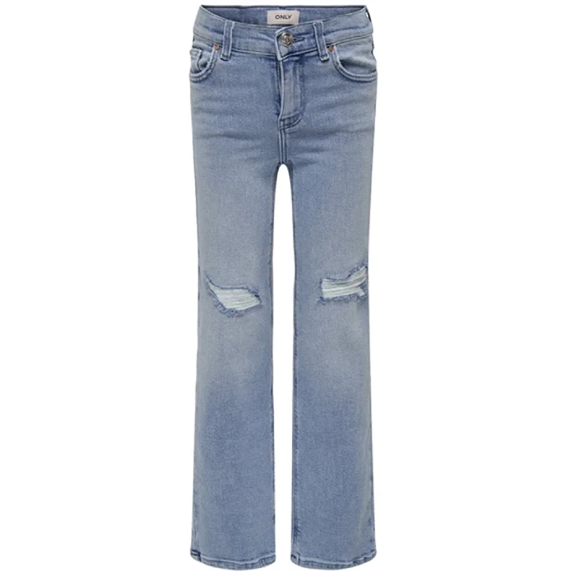 women's denim jeans with pocketsKids ONLY Light Blue Denim Juicy Wide Leg Denim Jeans