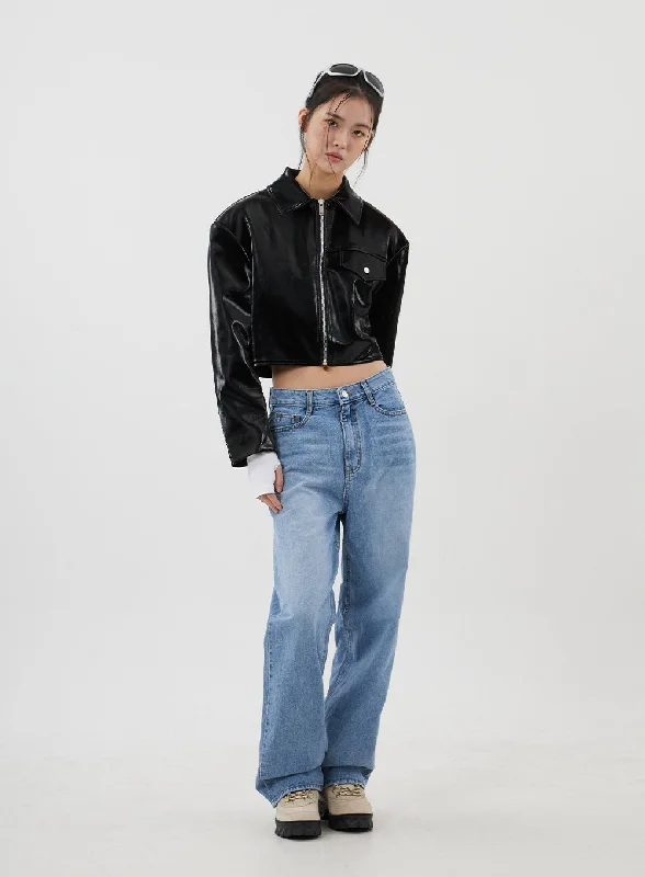 women's denim jeans with adjustable waistbandsMid-Rise Wide Leg Jeans CJ310