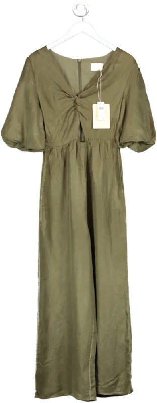 women's jumpsuits with pastel huesSancia Olive Green Linen/tencel Blend Jumpsuit Bnwt UK S