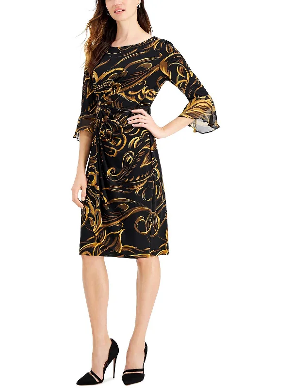 women's A-line dressesWomens Printed Midi Shift Dress