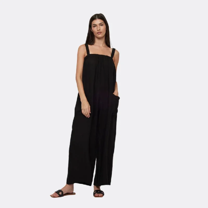 women's jumpsuits for lightweight designsLinen Jumpsuit (Black)