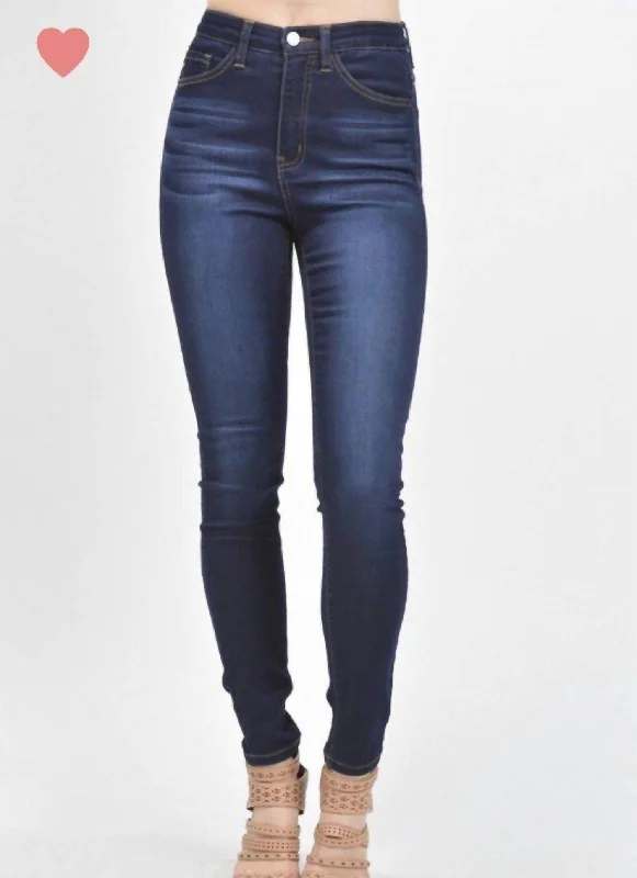 women's denim jeans with zipper-fly closureEllie High Rise Super Skinny Jeans In Denim