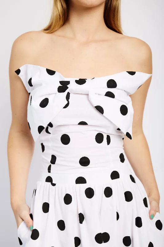 women's silk skirtsCotton Bustier Bow Top in Spot