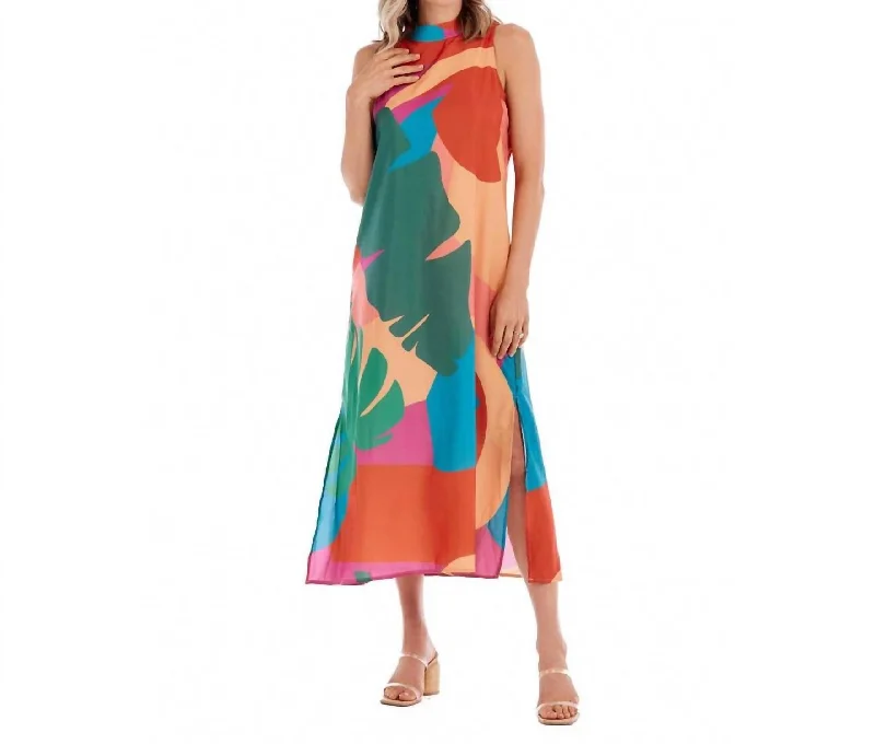 women's affordable dressesAnnie Mock Neck Midi Dress in Multi