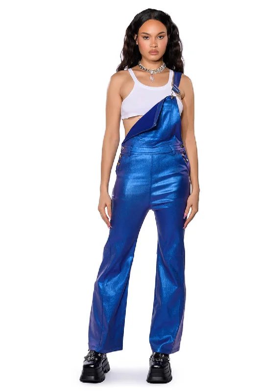 women's jumpsuits for winterSTAY WAVY METALLIC OVERALLS