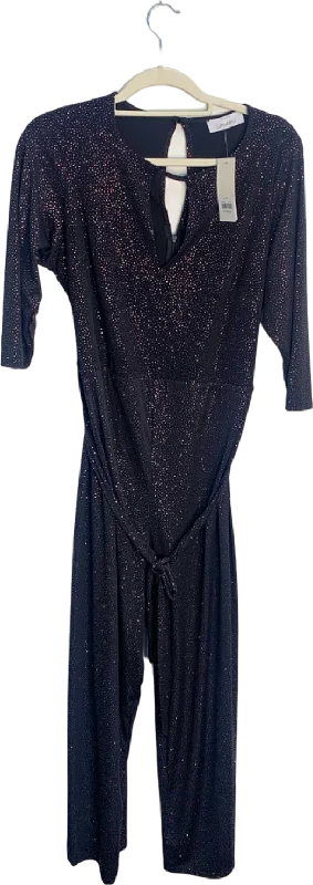 women's jumpsuits made of velvetUnknown Black Glitter Jumpsuit UK 18