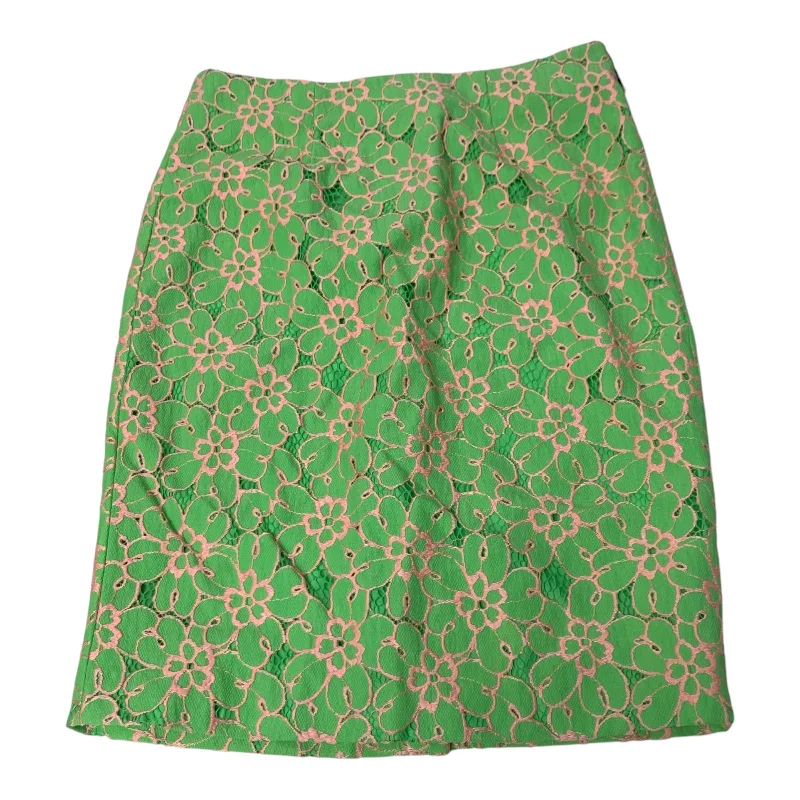 women's wool pencil skirts for winter formal eventsSkirt Designer By Lilly Pulitzer In Green & Pink, Size: S