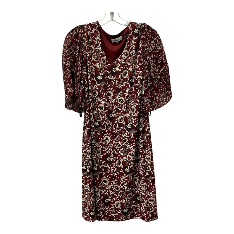 women's cinched-waist dressesDress Casual Midi By Calvin Klein In Maroon, Size:M