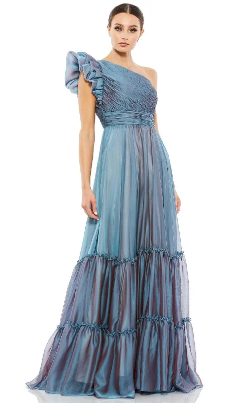 women's wrinkle-resistant dressesMac Duggal 67878 - Ruffled Cap Sleeve Evening Gown