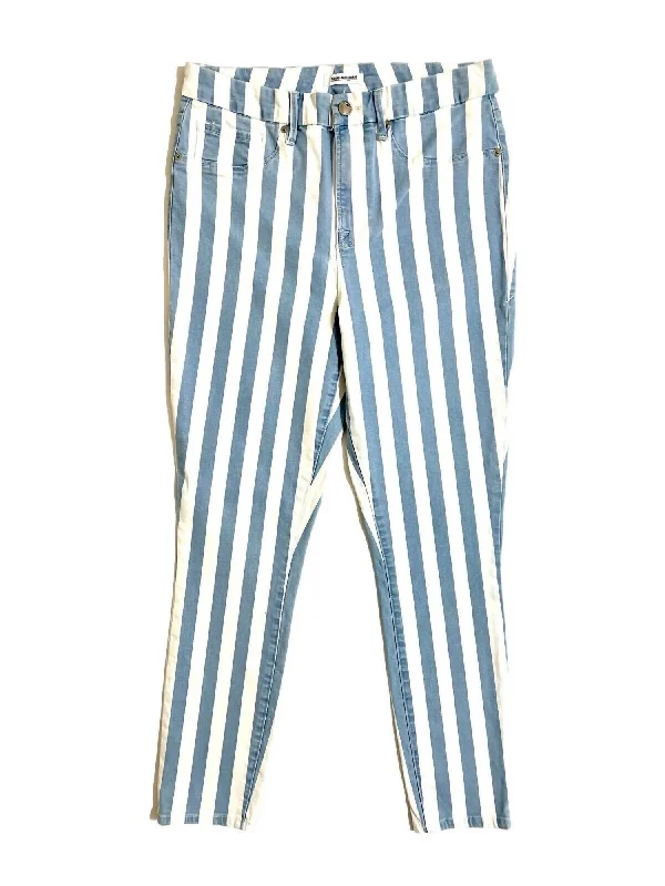 women's skinny denim jeansWomen's Good Legs Crop Skinny Striped Jeans In White Blue