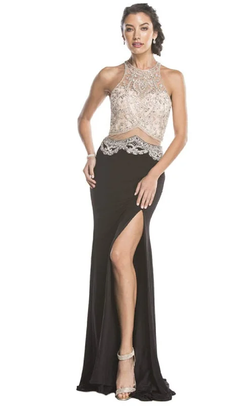 women's prom dressesAspeed Design - Embellished Sheer Fitted Evening Dress