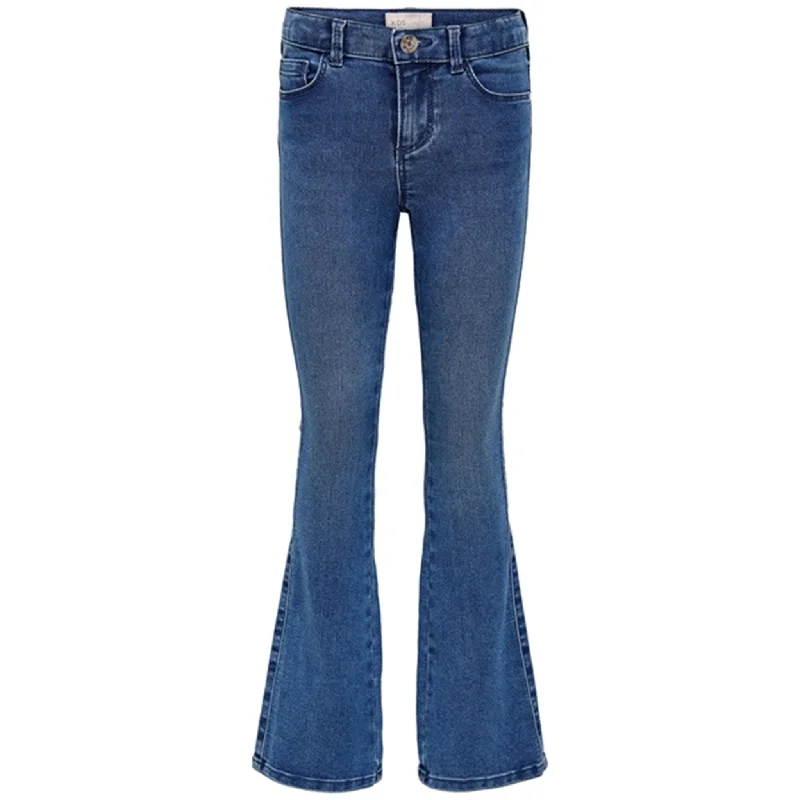 women's denim jeans with frayed edgesKids ONLY Medium Blue Denim Royal Life Regular Flared Jeans Noos