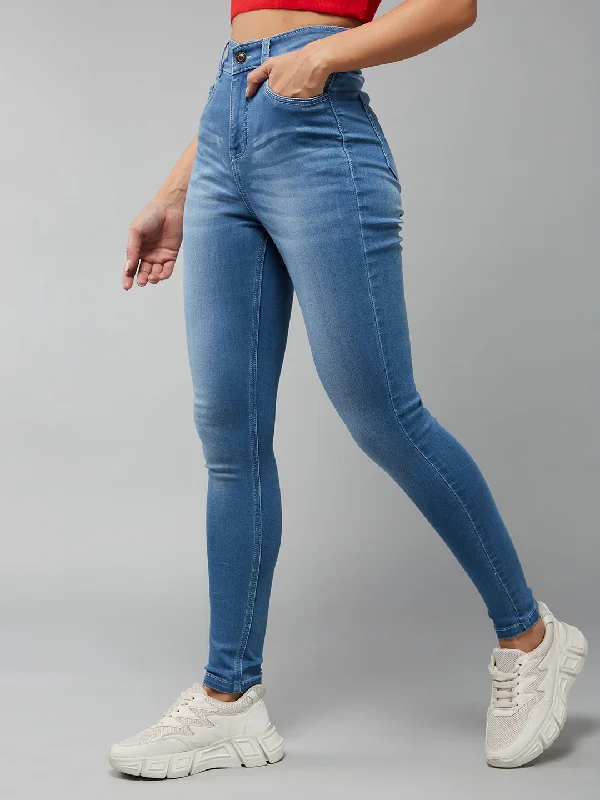 women's denim jeans with adjustable waistbandsCHASEsupport™ Women's Light Blue Super Skinny High Rise Stretchable Denim Jeans