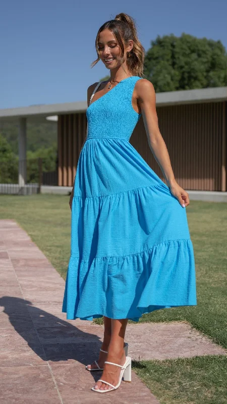 women's fashionable dressesCassy Midi Dress - Blue