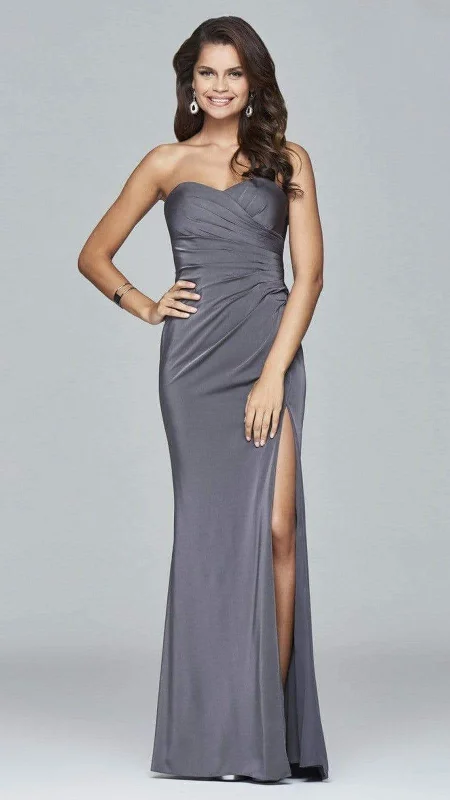 women's work dressesFaviana - 7891 Satin Sweetheart Evening Dress - 1 Pc Smoke Grey in Size 6 Available