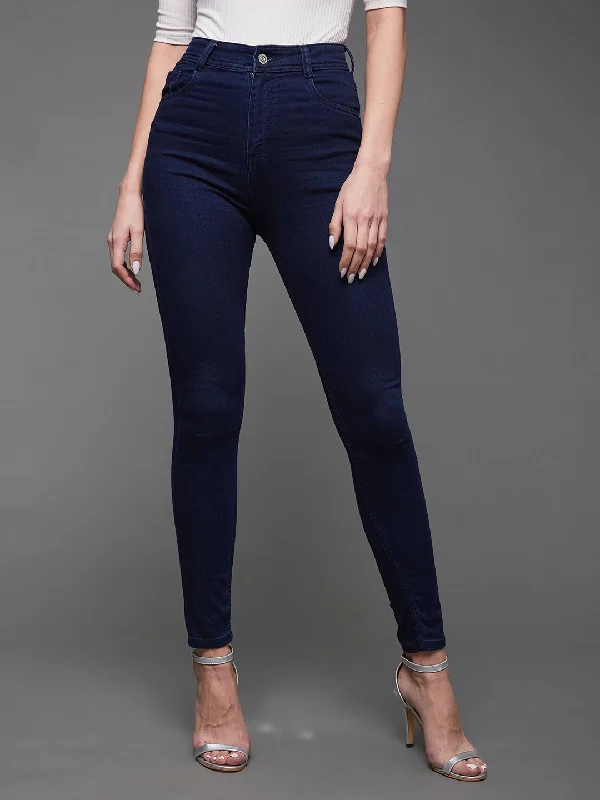 women's high-ankle denim jeansCHASEstretch™ Women's Navy Blue Skinny Fit High Rise Denim Jeans