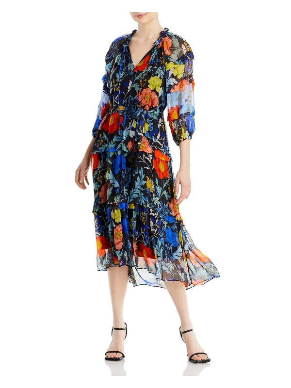 women's eco-friendly dressesWomens Chiffon Floral Midi Dress