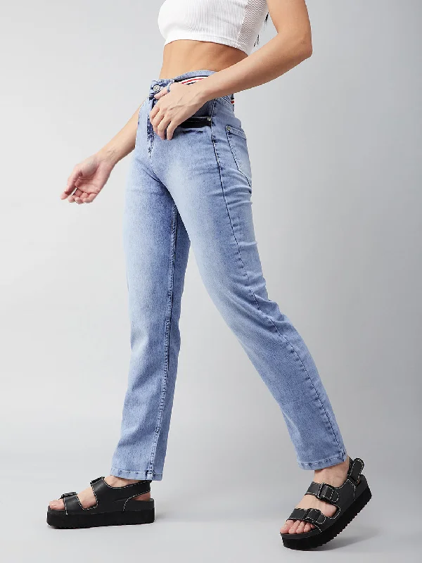 women's short denim jeansWomen's Light Blue Regular High Rise Clean Look Regular Stretchable Denim Jeans