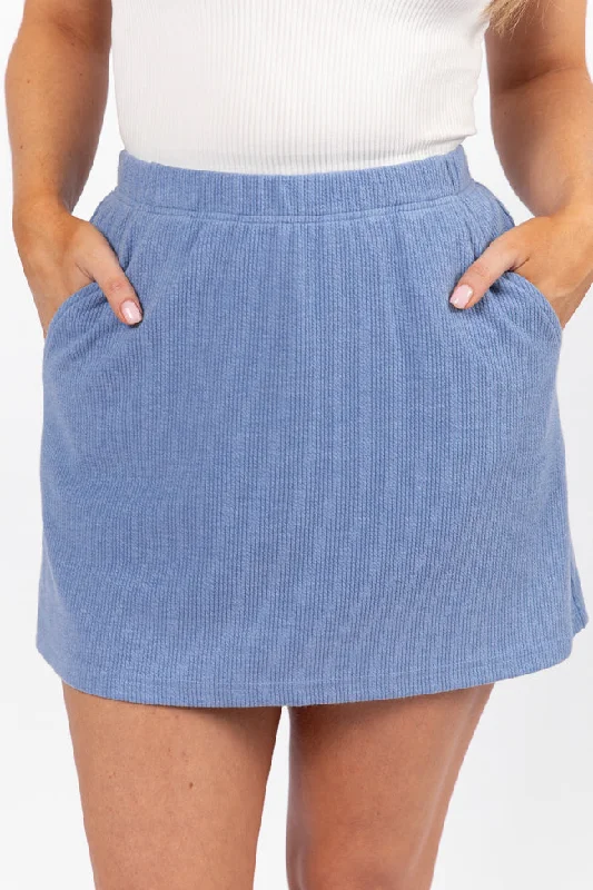 women's tiered skirtsTried It All Blue Ribbed Knit Skort