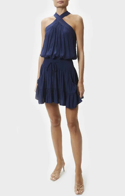 women's work dressesZiggy Halter Mini Dress in Spring Navy