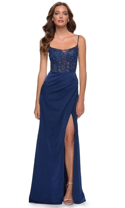 women's versatile dressesLa Femme - 29888 Scoop Laced A-Line Simple Prom Evening Gown