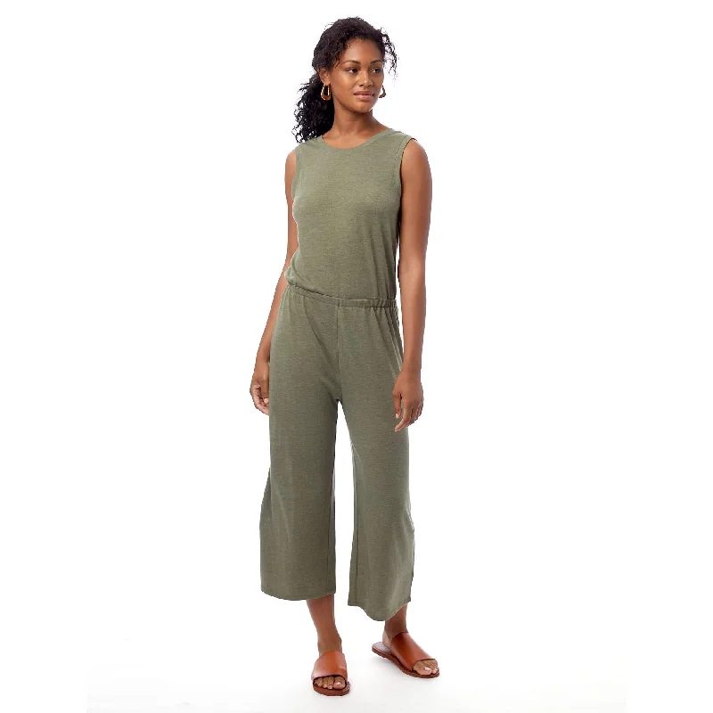 women's formal jumpsuitsHarper Eco-Jersey Cropped Jumpsuit (Army Green)